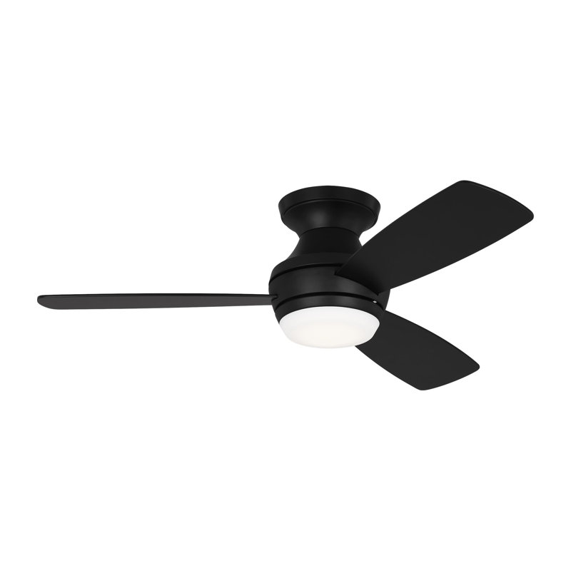 Rivers Ceiling Fan with LED Lights, Midnight Black with Black/Walnut Blades, 44"