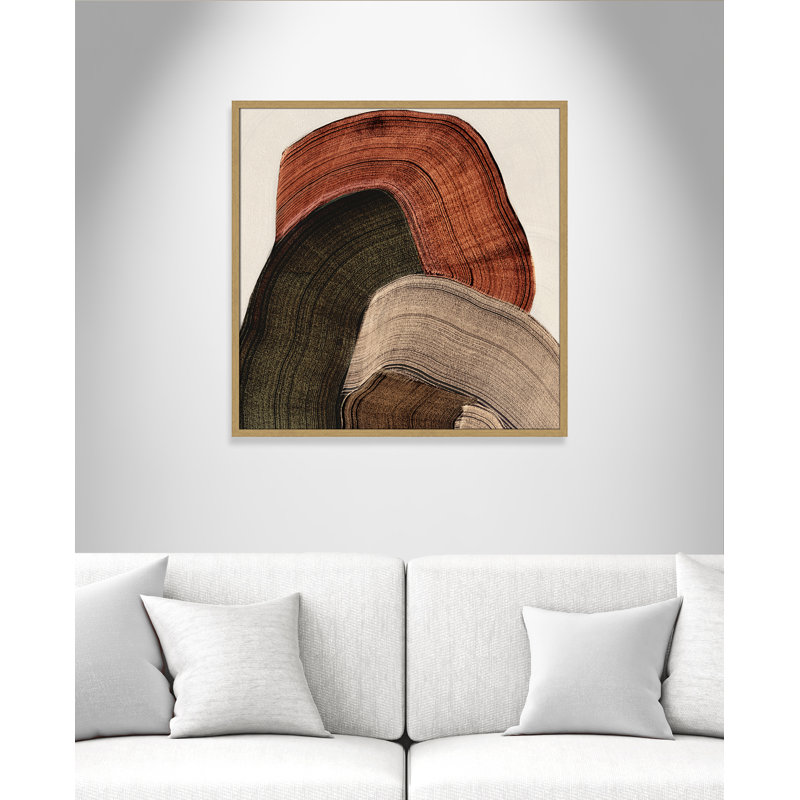 «Folded Earth I» par Casa Fine Arts, Grain de bois naturel, L 32 po x H 32 po, Framed Print