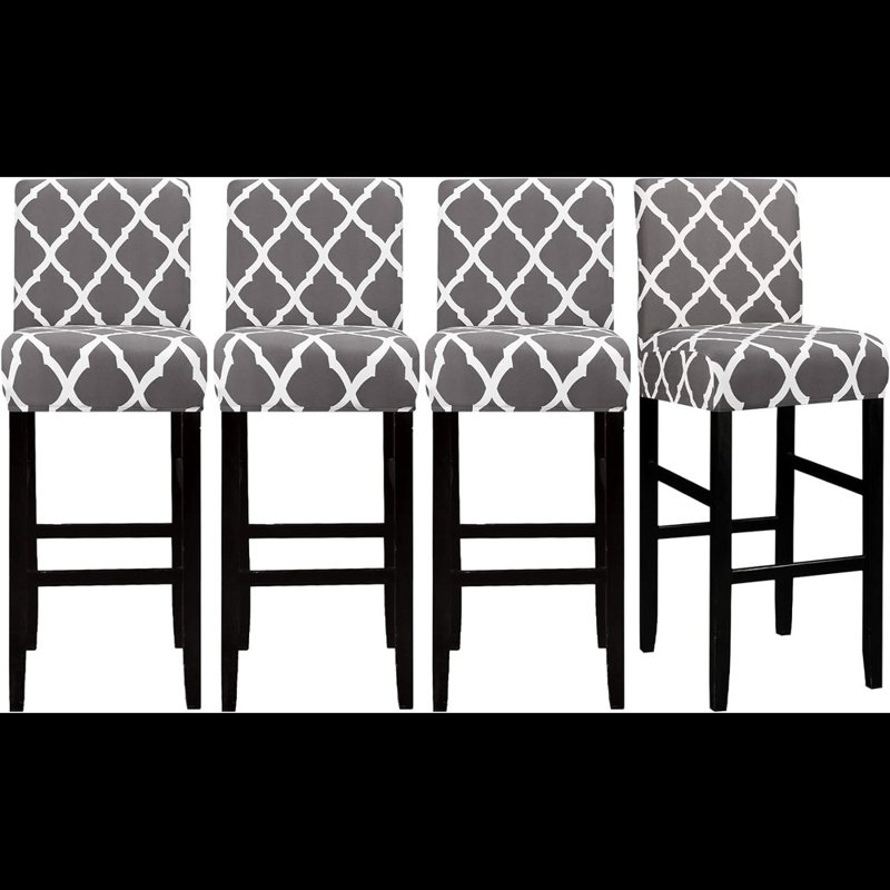 Housse pour tabouret de bar Jacquard - Paquet de 4 housses extensibles pour chaise de salle à manger pivotante courte