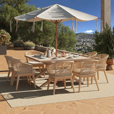 Outdoor 8-Person Dining Set with cushions