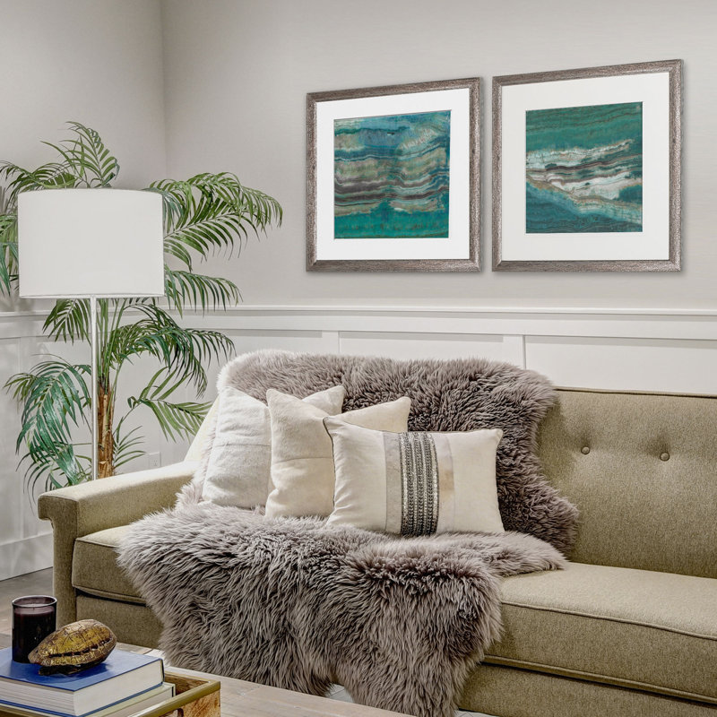 'Azure' 2 Piece Framed Print Set, Brown Framed