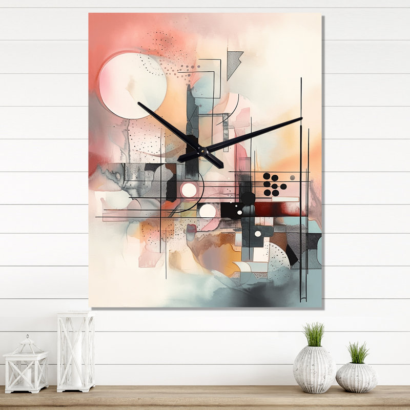 Jalinqua - Horloge murale géométrique moderne, H 40 po x l 30 po x P 1 po