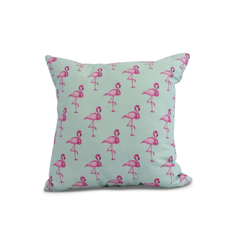 Housse et insert de coussin d'extérieur carré Palm Beach Flamingo, Aigue-marine, 16 po x 1 po