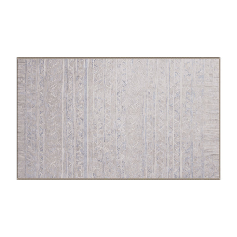 Machine Washable Beige Area Rug, Rectangle 5' x 7'