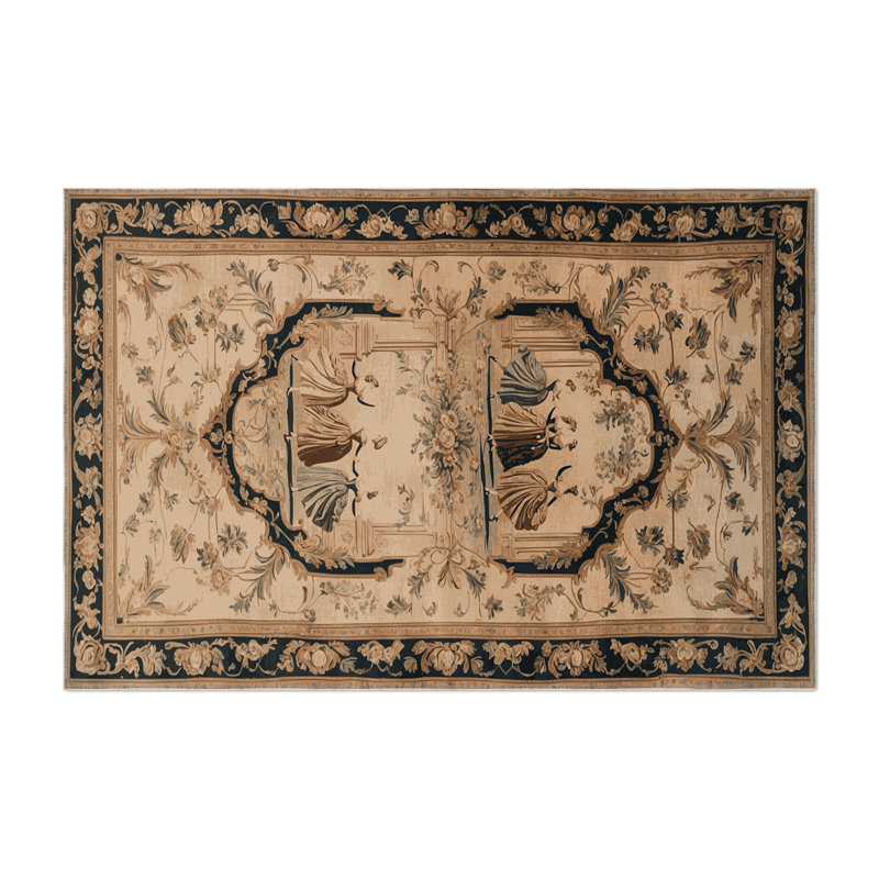 Tapis d'intérieur et d'extérieur brun français, Rectangle 9 pi x 12 pi