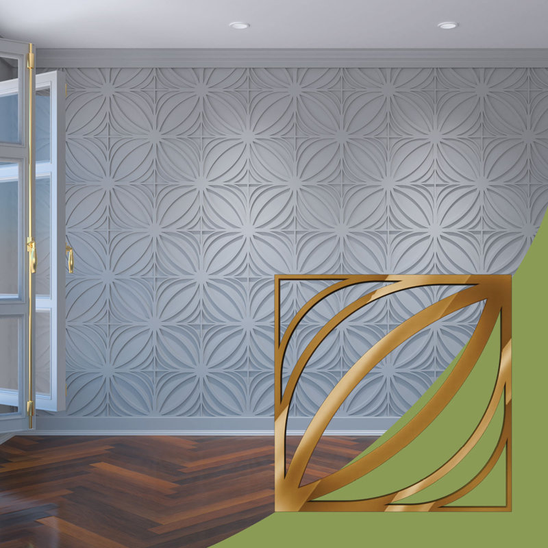 Otis Decorative Fretwork Acrylic Wall Panels, Small, 11 3/8"W x 11 3/8"H x 1/8"T, Gold Mirror, Gold