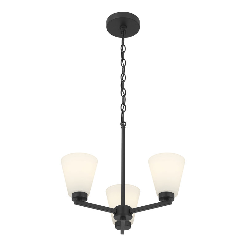 Merity 18" Wide 3-Light Chandelier, Matte Black
