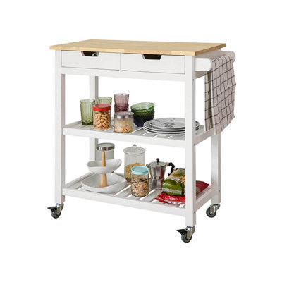 Farice Solid Wood Top Kitchen Cart