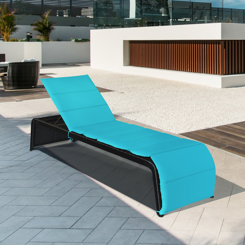 Chaise longue simple inclinable avec coussins 85 po Wallingford, Turquoise