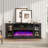 Alvilda 75" 3-Sided Glass Fireplace TV Stand, Black-21055387-23179254