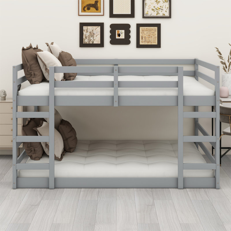 Lit superposé double au dessus d'un lit double Kadejah Kids, Gris
