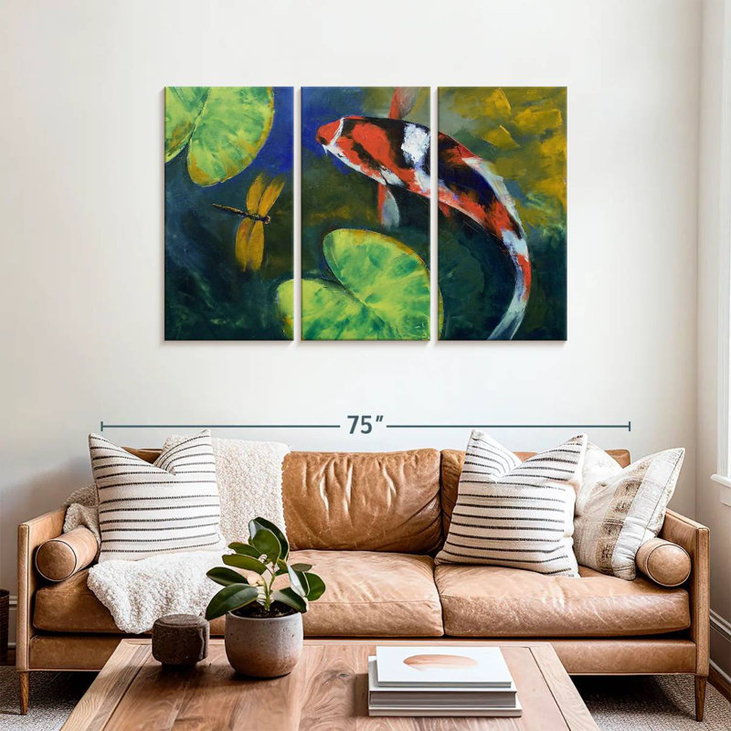 Brampt Showa Koi And Dragonfly, 36" H x 57" W