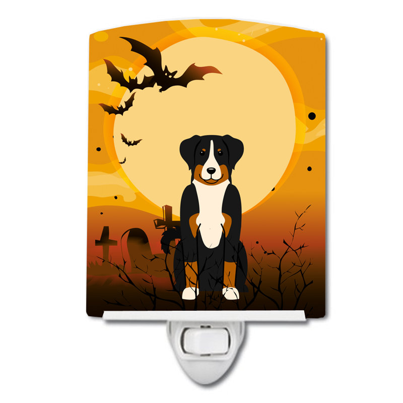 Éclairage de nuit en céramique halloween basset hound, Bouvier de l'Appenzell