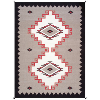 Tapis unique de 8 pi 9 po x 12 pi Glines en moka / noir / blanc