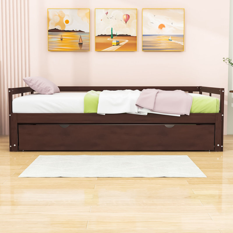 Twin Size Wooden Daybed with Trundle, Espresso