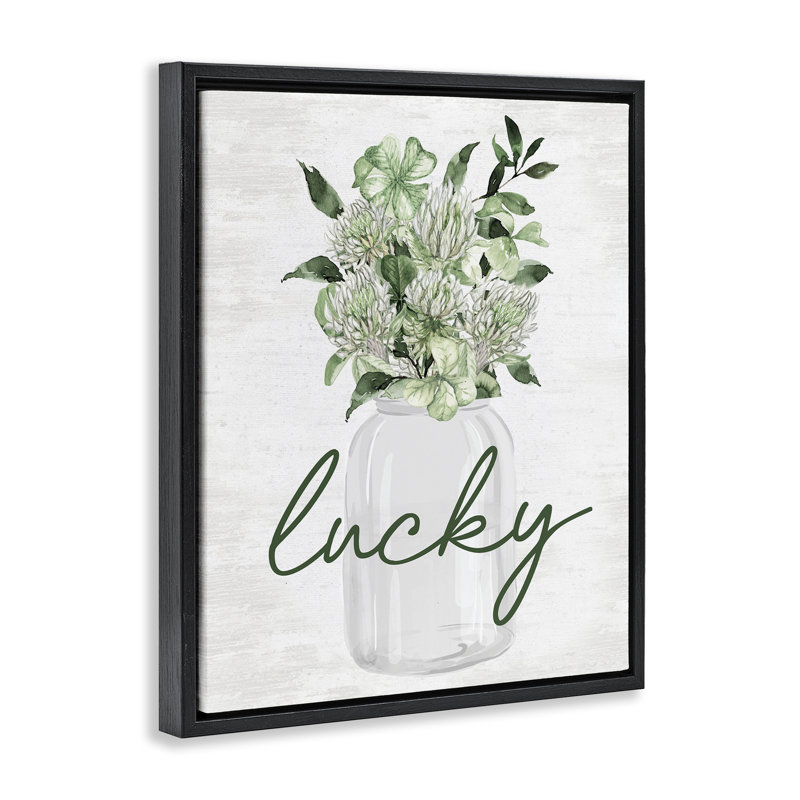 Cadre flottant Lucky Spring Botanicals, design par lettré et doublé, Cadre flottant noir de jais, H 21 po x l 17 po