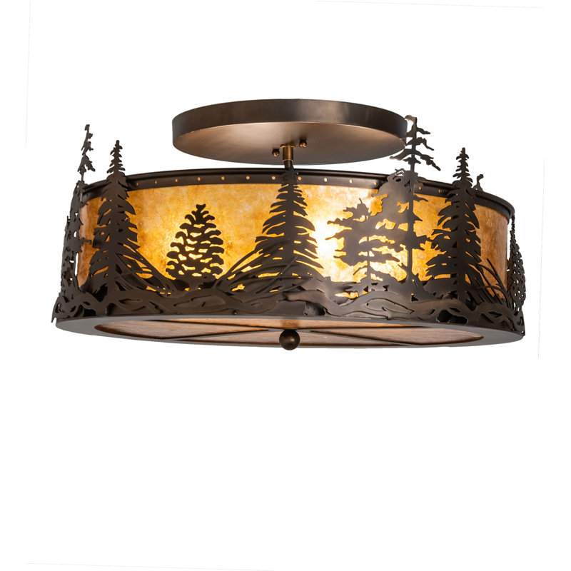 Tall Pines 4 - Light Semi Flush Mount, Antique Copper