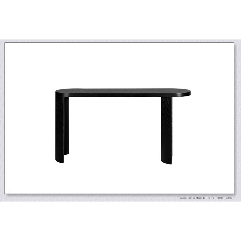 60 Inch Thick Top Entryway Table With Curved Legs, Flexible Mounting For Sofas And Decor, Black