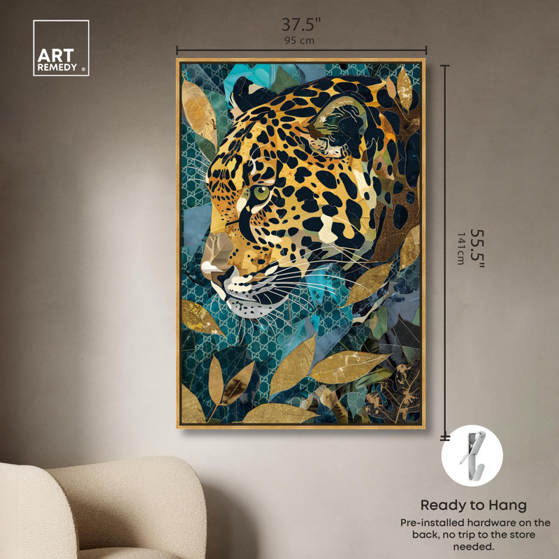 Enter Cheetah Canvas Miami Inspired Art with Gold Frame