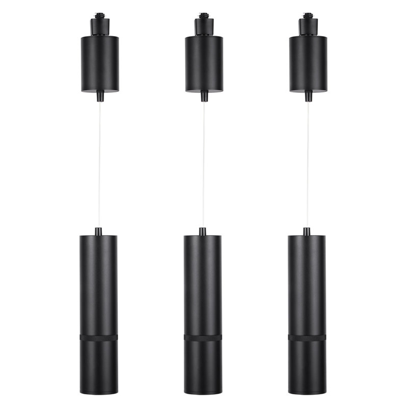 Luminaire suspendu avec rail rétractable 5Cct Zoomable, compatible avec rail en H, 10W 800Lm, hauteur réglable, noir