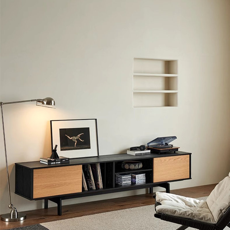 Open Storage TV Console w/ Pull-Out Drawers