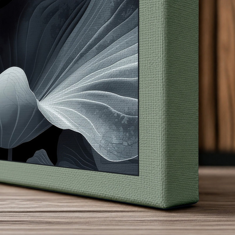 Moonlit Lotus Bloom Botanical - Wrapped Canvas, 30x20 - 76.2 x 50.8 cm, Sage Border