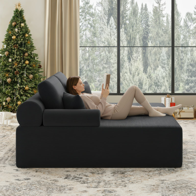 Boneless 81" Sleeper Sofa, Black