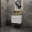 Meuble-lavabo mural blanc brillant 24 po avec lavabo en acier doré Lux