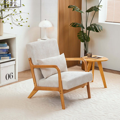 Chaise d'appoint Mid-Century moderne avec structure en bois d'hévéa