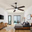 Ventilateur de plafond 52 pouces avec 6 lumières à DEL et 5 pales pour moteur d'intérieur-862048187