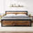 King Platform Bed Frame with Rustic Industrial Design, Metal Foundation with Wood Head and Foot Panels, 14" Underbed Storage, No Box Spring Needed