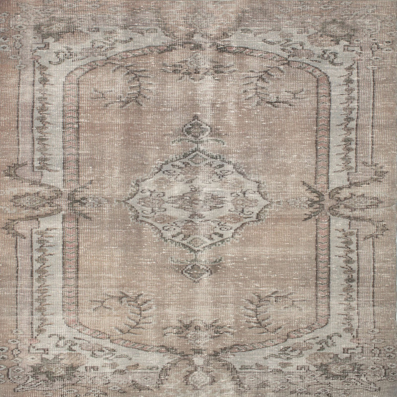 Tapis contemporain brun / gris, Carré 6 pi