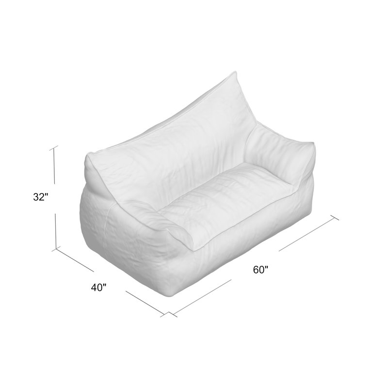 Big Joe Imperial Bean Bag Sofa, Grey Polyester, 32" H x 60" W 40" D