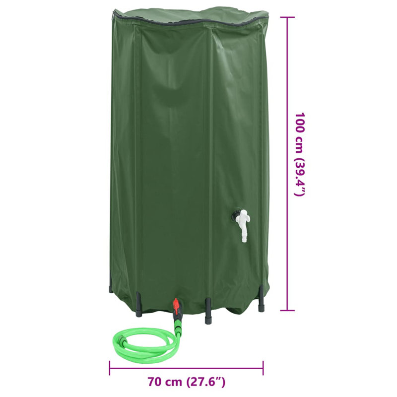 Dakota Fields Plastic Rain Barrel, 380 L, Green