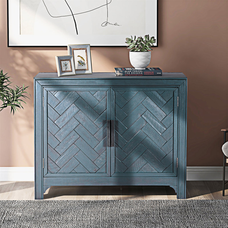 Tyona Modern Accent Cabinet Console Table, Antique Blue