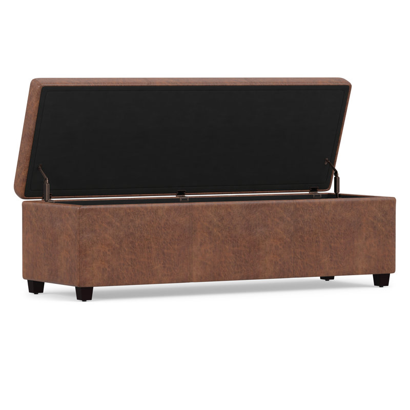 Banc de rangement avec repose-pieds avec rangement caché Avalon, Brun selle vieilli