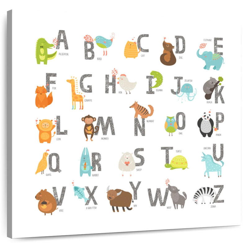 Ashelle, animal, griffonnage, alphabet, H 16 po x l 16 po