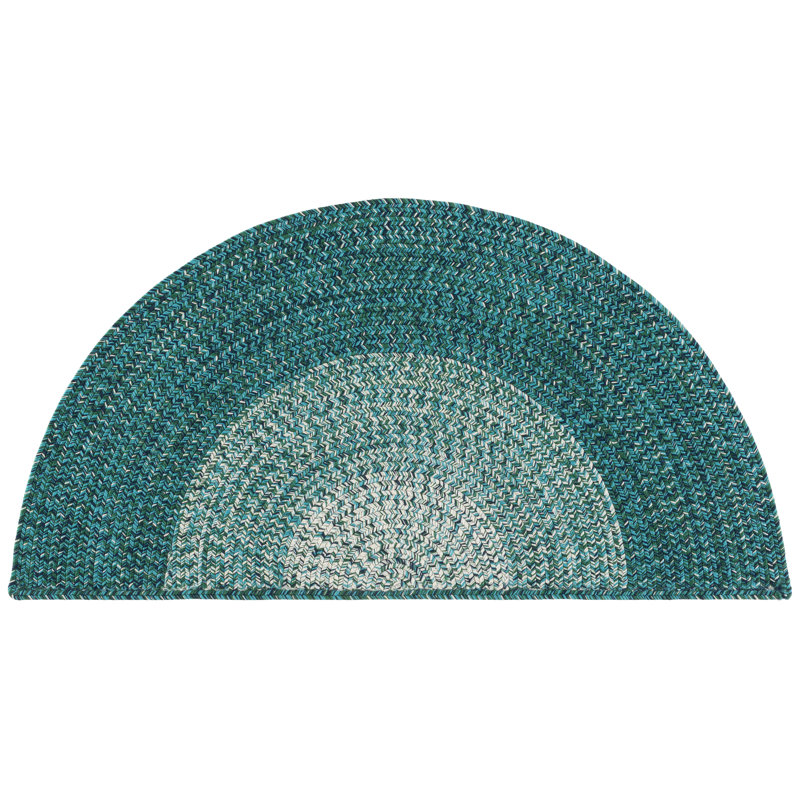 Braided Hand Woven Machine Washable No Pattern Outdoor Rug, Half Circle 2' x 4'