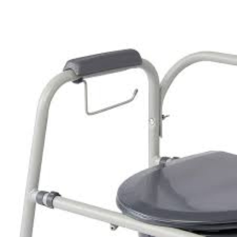 Knockdown Steel Bedside Commode With Microban, Gray