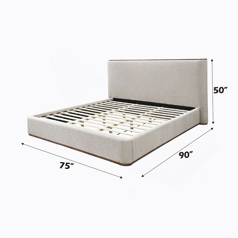 Grand lit Orane en tissu gris