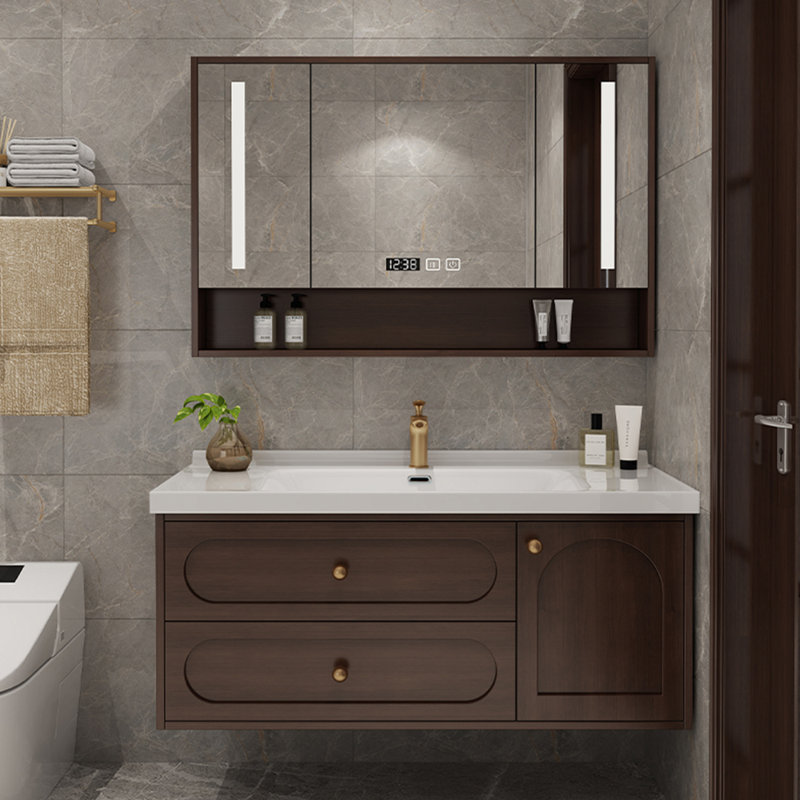 Chinese style brown bathroom cabinet