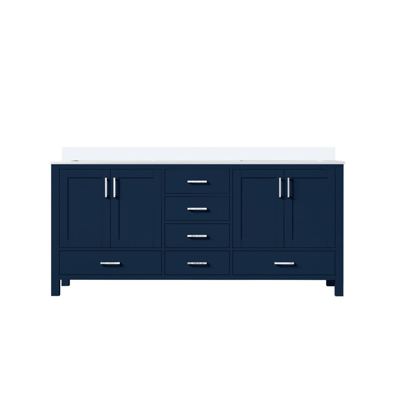Jacques 72'' Navy Blue Double Bathroom Vanity with Cultured Marble Top