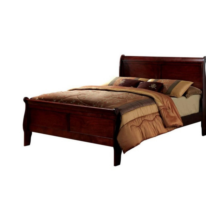 Grand lit blanc Louis Phillipe, Bois massif, Blanc, Grand lit