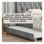 Grand lit plateforme tapissier moderne gris avec lit gigogne simple et tiroirs de rangement - Tête de lit capitonnée en velours