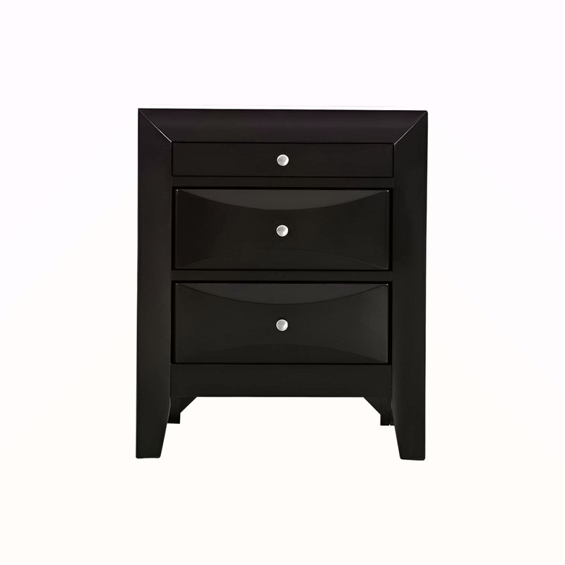 Table de chevet noire élégante avec tiroirs