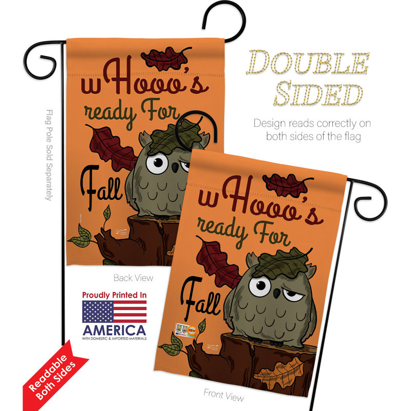 Drapeau de jardin en polyester 19 x 13 po Whooo's Ready for Fall