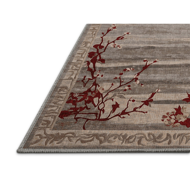 Tapis gris lavable à la machine, Rectangulaire 3 pi x 5 pi