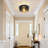 2-Light Industrial Flush Mount Ceiling Light, Black Metal Cage Drum Fixture, E26 Base, Modern Farmhouse Close To Ceiling Lighting For Hallway, Bedroom, Kitchen-2141390155