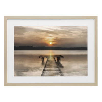 Centric Reflective Sunrise Framed Print Under Glass, design by Irene Weisz