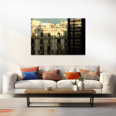 European City Balconies Classic Traditional Abstract Architecture City Wall Art Print 1 Piece Wrapped Canvas Wall Art